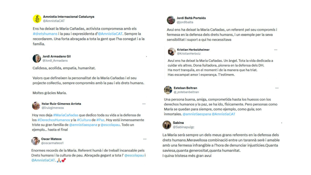 Tuits de condol per Maria Cañadas 1