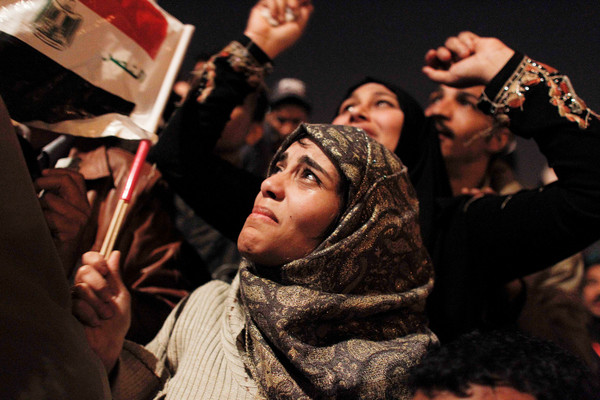 Dones egípcies celebren la notícia de la dimissió del president Hosni Mubarak. © AP/PA Photo/Tara Todras-Whitehill